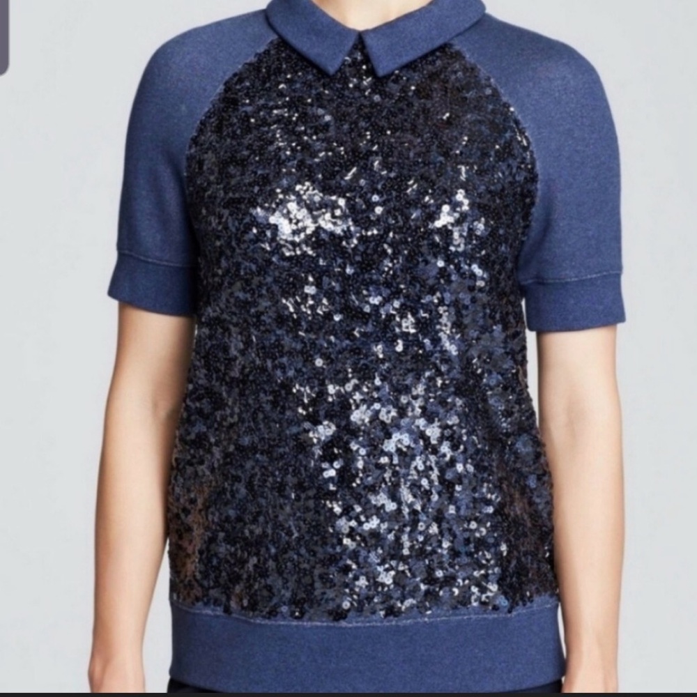 Kate Spade navy Milo sequins Sweatshirt tee medium